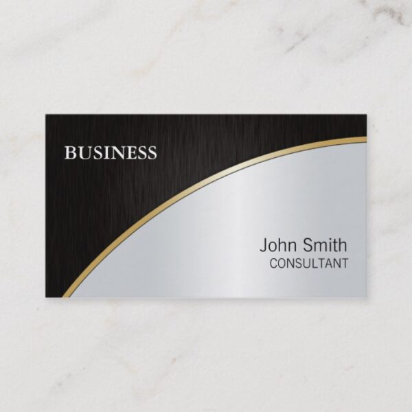 Professional Elegant Modern Black Silver Gold Business Card
