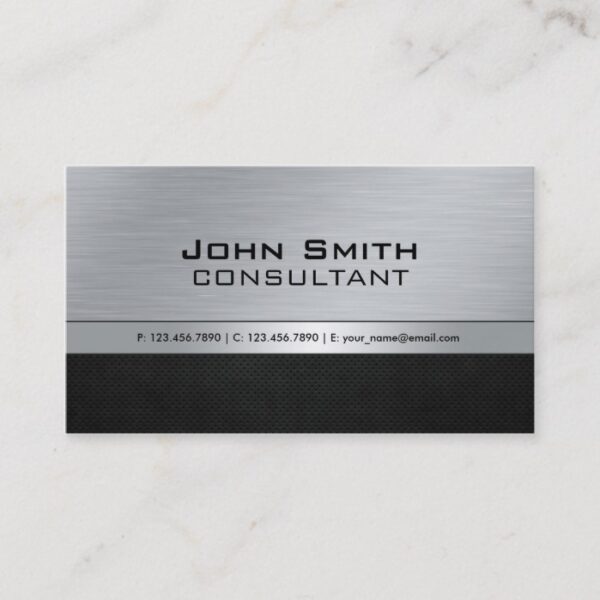 Professional Elegant Modern Black Silver Metal Business Card