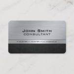 Professional Elegant Modern Black Silver Metal Business Card