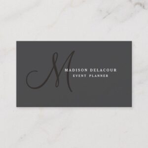 Professional Elegant Modern Monogram Black & White Business Card