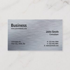 Professional Elegant Modern Plain Silver Metal Business Card