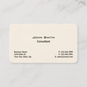Professional Elegant Modern Plain Simple Cream Business Card