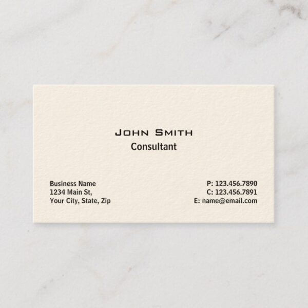 Professional Elegant Modern Plain Simple Cream Business Card
