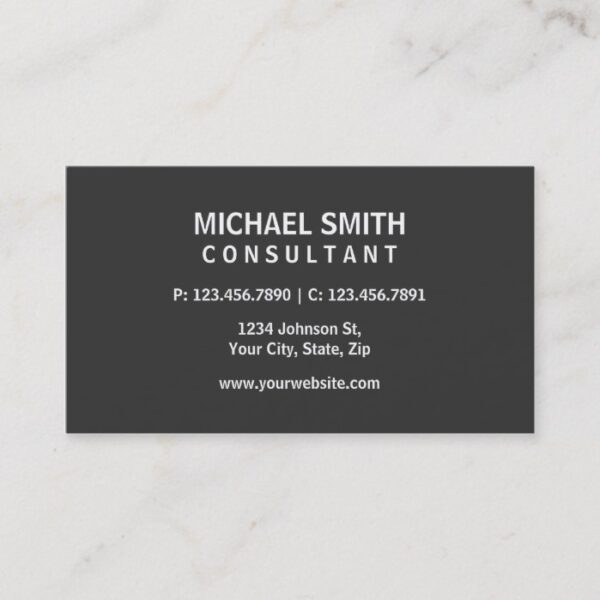Professional Elegant Modern Plain Simple Gray Business Card