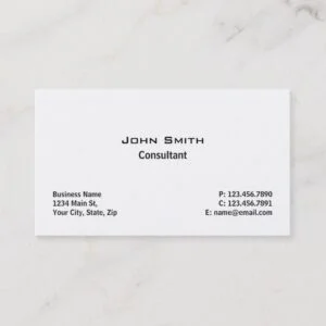 Professional Elegant Modern Plain Simple White Business Card