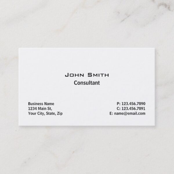 Professional Elegant Modern Plain Simple White Business Card