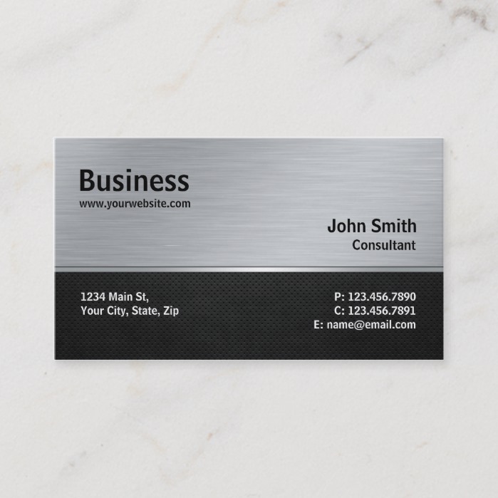 Professional Elegant Modern Silver and Black Metal Business Card