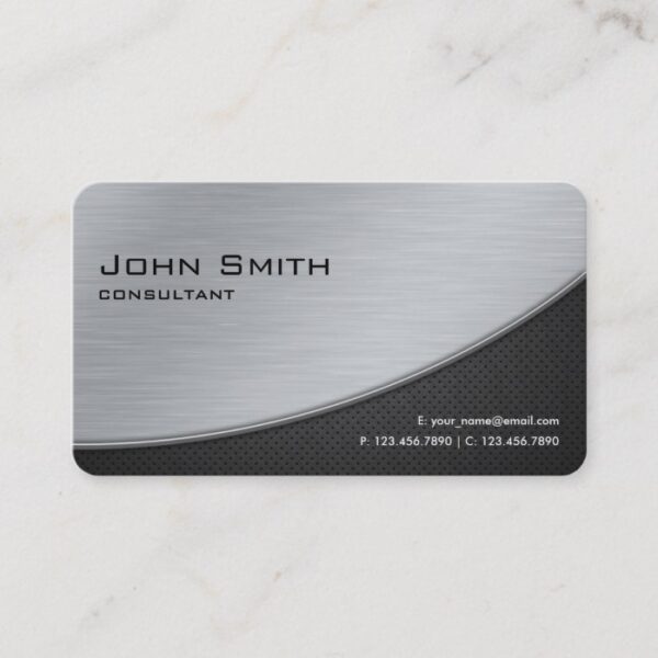 Professional Elegant Modern Silver Rounded Corners Business Card