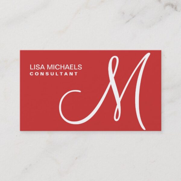 Professional Elegant Monogram Makeup Artist Red Business Card