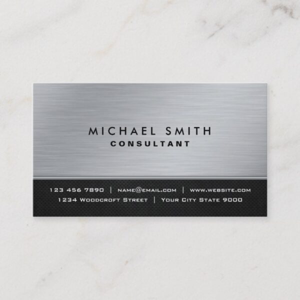 Professional Elegant Plain Black Silver Modern Business Card