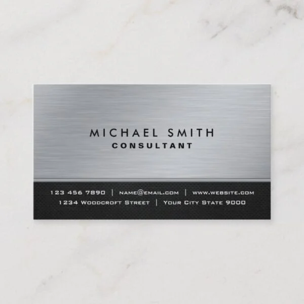 Professional Elegant Plain Black Silver Modern Business Card