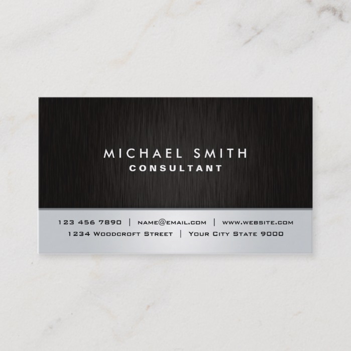 Professional Elegant Plain Black Silver Modern Business Card