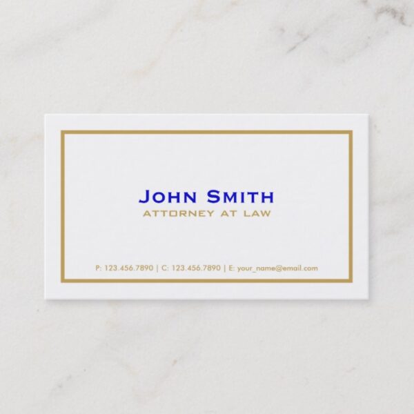 Professional Elegant Plain Simple Attorney White Business Card