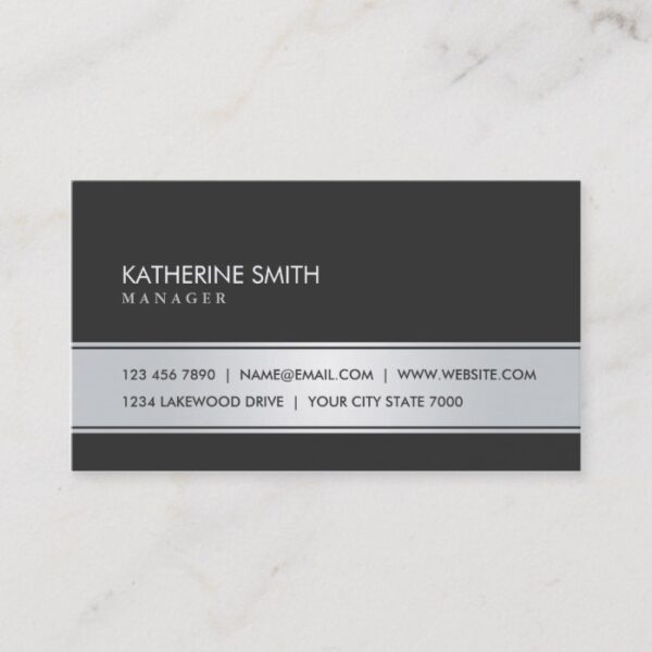 Professional Elegant Plain Simple Black and Silver Business Card