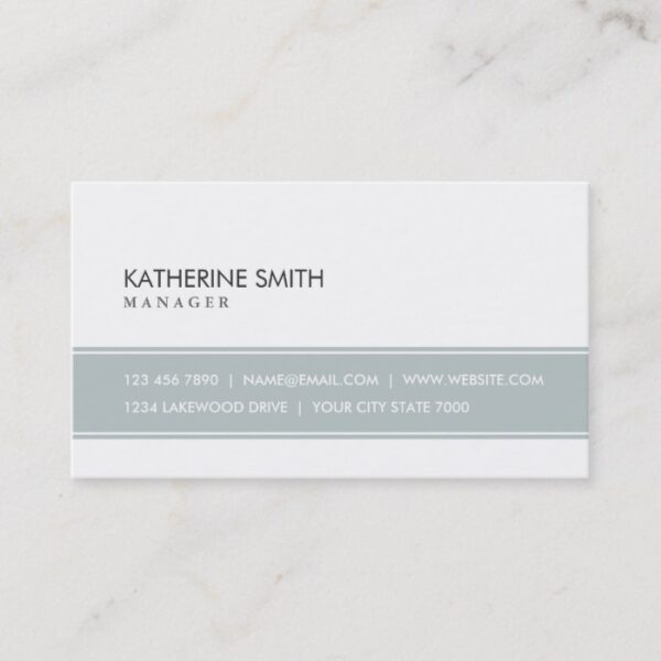 Professional Elegant Plain Simple Gray and White Business Card