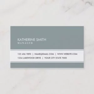 Professional Elegant Plain Simple Green Gray Business Card