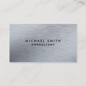 Professional Elegant Silver Metal Modern Plain Business Card