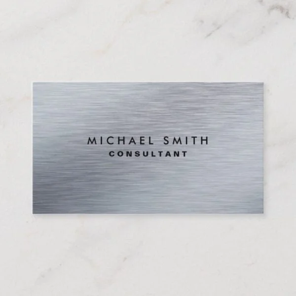 Professional Elegant Silver Metal Modern Plain Business Card