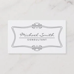 Professional Elegant Vintage Art Deco White Business Card