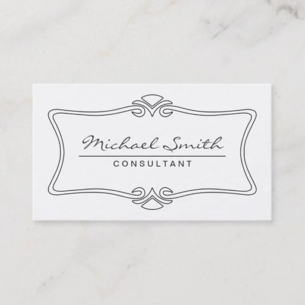 Professional Elegant Vintage Art Deco White Business Card