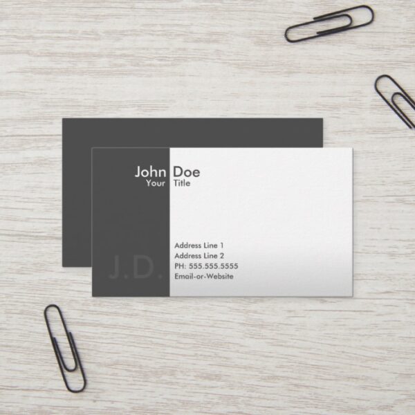 professional greys (with initials) business card