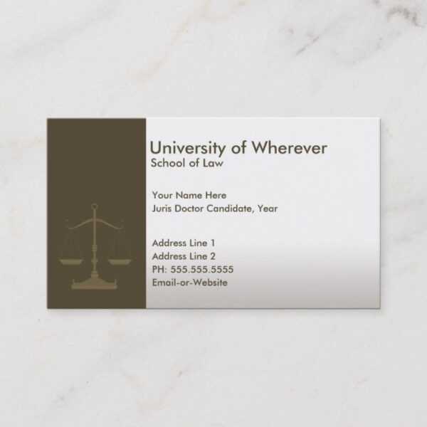 professional justice law student business card