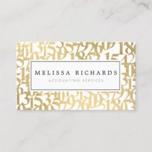 Professional Luxe Faux Gold Numbers Accountant Business Card