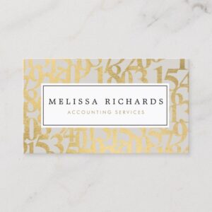 Professional Luxe Faux Gold Numbers Accountant II Business Card