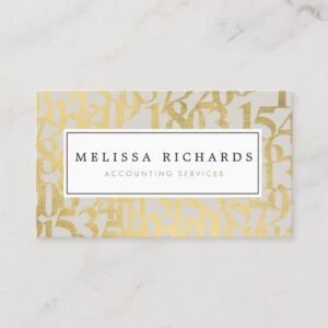 Professional Luxe Faux Gold Numbers Accountant II Business Card