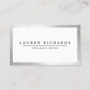 Professional Luxe Faux Silver and White Business Card