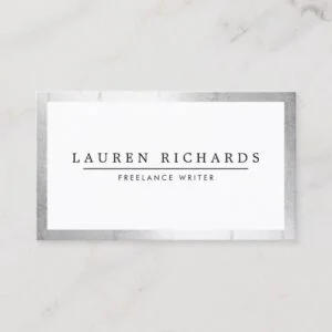 Professional Luxe Faux Silver and White Business Card