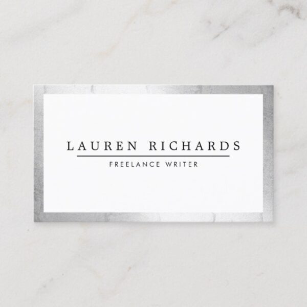 Professional Luxe Faux Silver and White Business Card