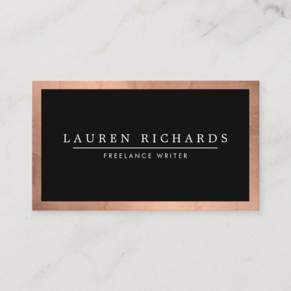 Professional Luxe Rose Gold and Black Business Card