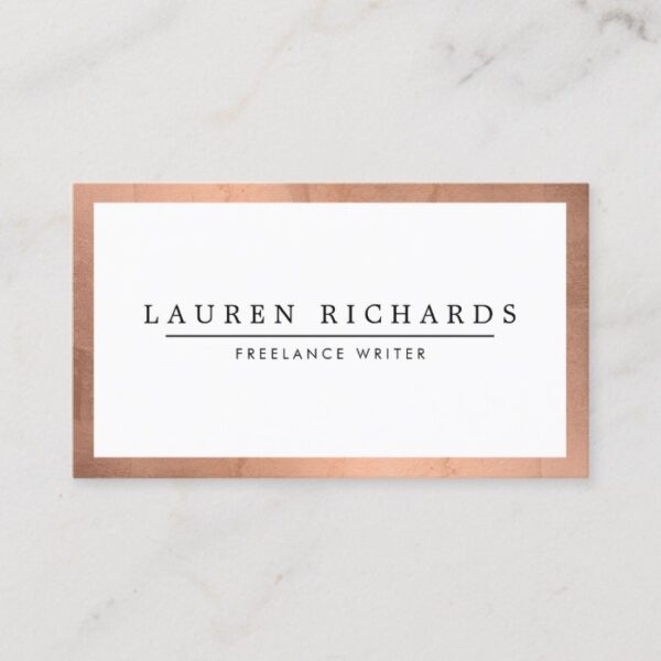 Professional Luxe Rose Gold and White Business Card