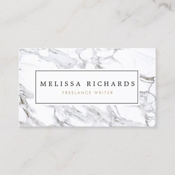 Professional Luxe White Marble Business Card