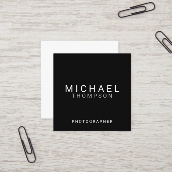 Professional Minimalist Black and White Square Business Card