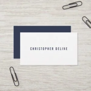 Professional Minimalist Dark Blue White Consultant Business Card