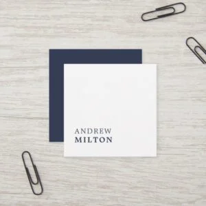 Professional Minimalist Navy Blue White Consultant Square Business Card