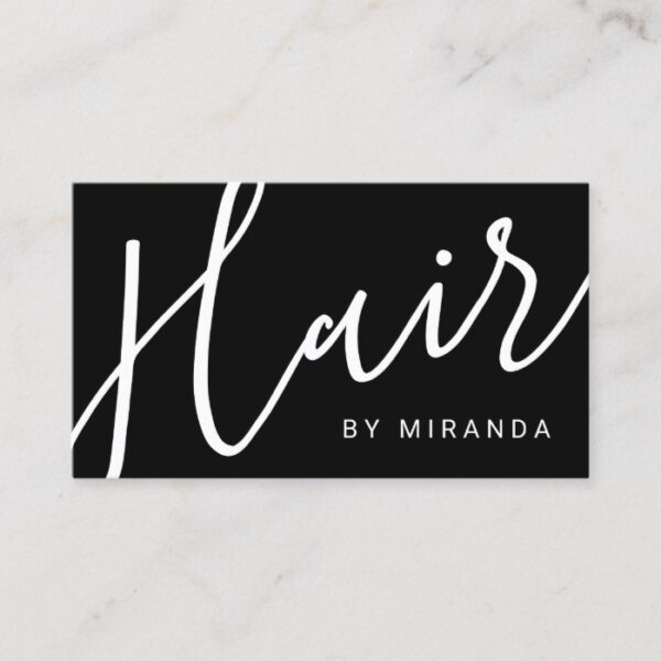 Professional Modern Black and White Hair Stylist Business Card