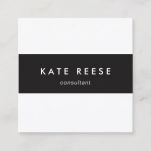 Professional Modern Black and White Striped Square Business Card