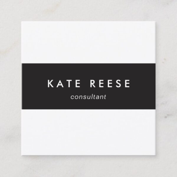 Professional Modern Black and White Striped Square Business Card