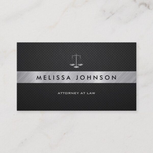Professional & Modern Black & Silver Attorney Business Card