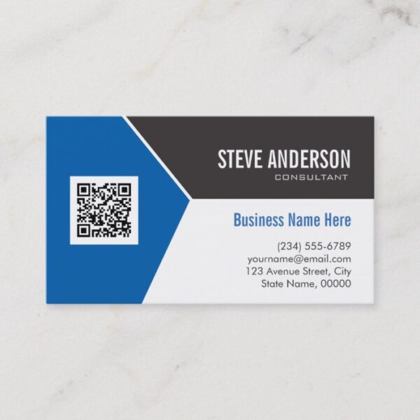 Professional Modern Blue - Corporate QR Code Logo Business Card