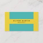 Professional Modern Color Block Yellow Turquoise Business Card