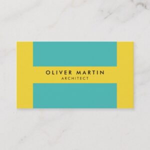 Professional Modern Color Block Yellow Turquoise Business Card