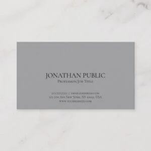 Professional Modern Elegant Grey Simple Plain Business Card