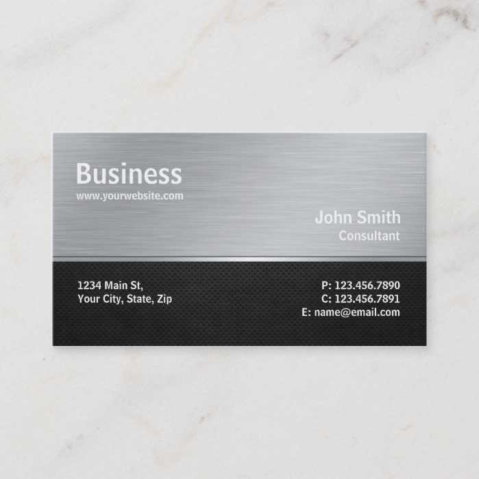 Professional Modern Metal Silver Computer Repair Business Card