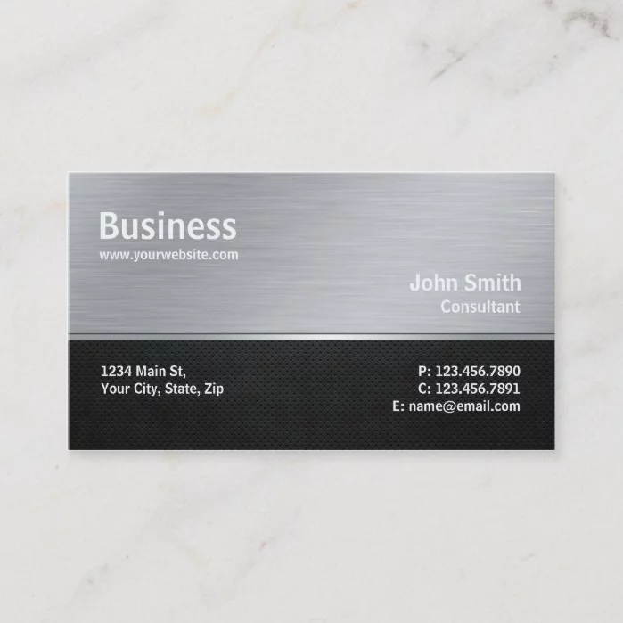 Professional Modern Metal Silver Computer Repair Business Card