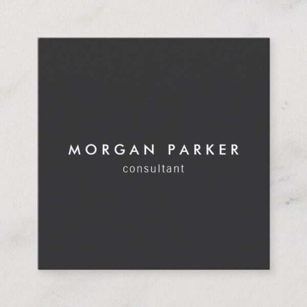 Professional Modern Simple Black Square Square Business Card