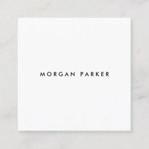 Professional Modern Simple Black White Square Square Business Card